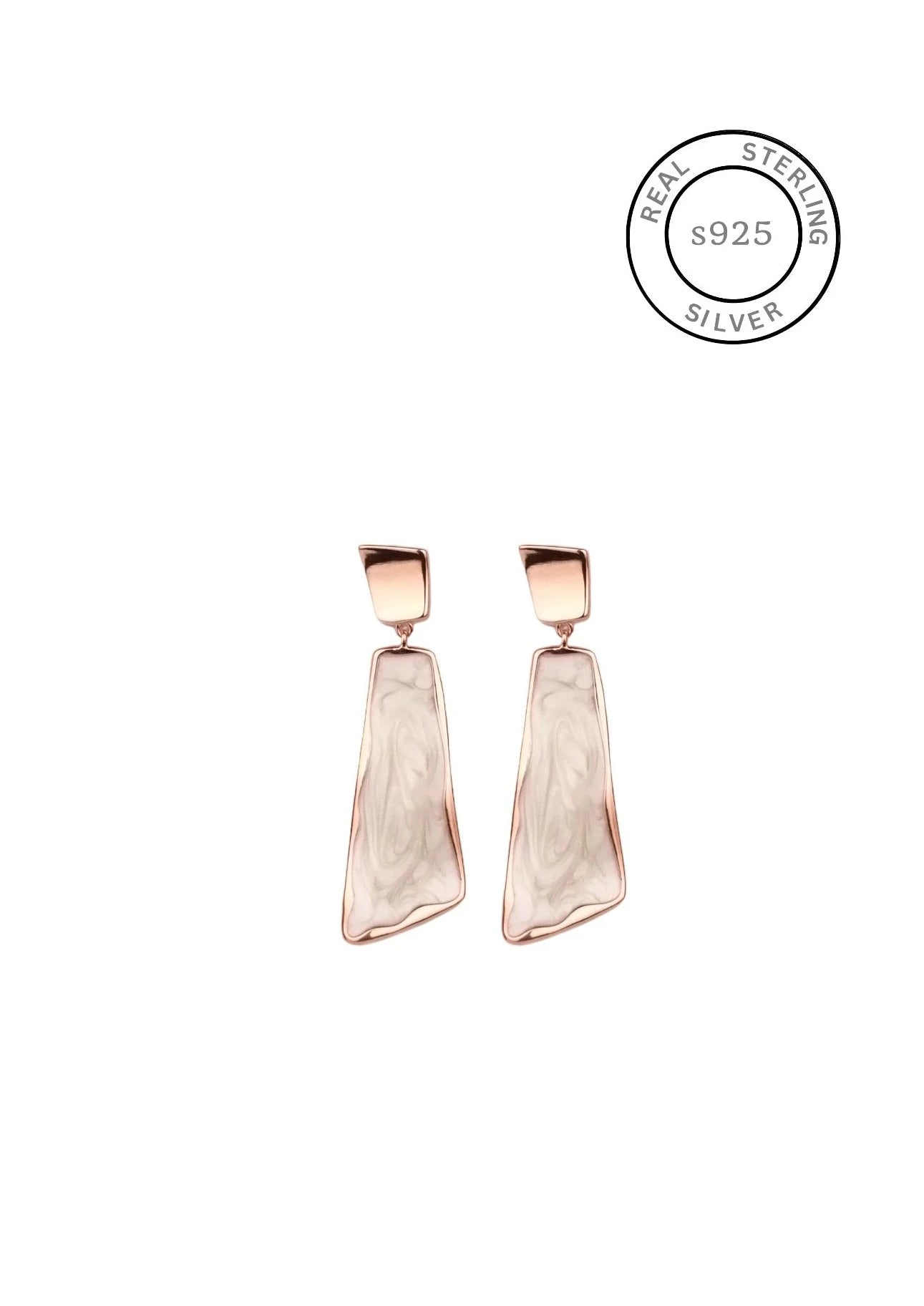 Rosegold Mother Of Pearl Art Earrings