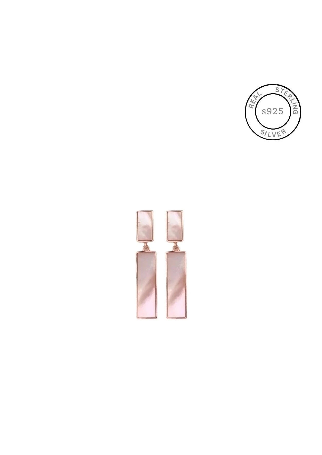 Rosegold Rectangle Mother of Pearl Dangles