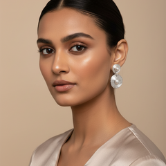 Silver Textured Pearl Dangles