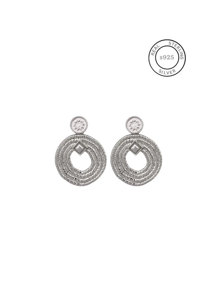 Silver Textured Spiral Dangles