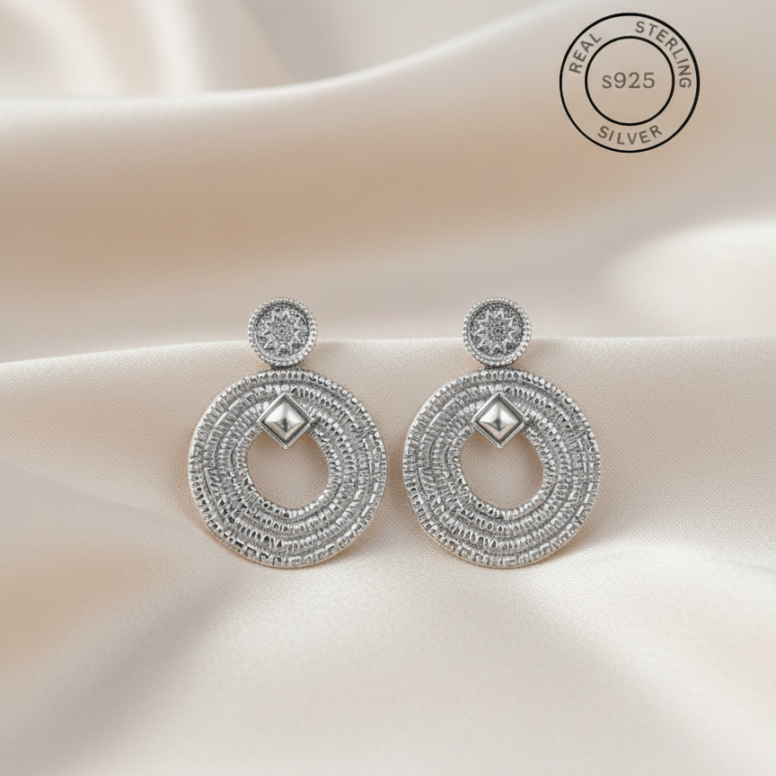 Silver Textured Spiral Dangles