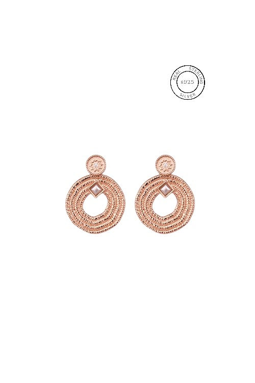 Rose Gold Textured Spiral Dangles