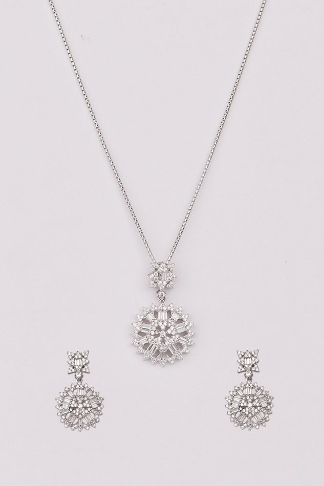 Silver Blooming Elegance Pendant Set