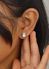 Silver Classic Oval CZ Solitaire Pendant Set