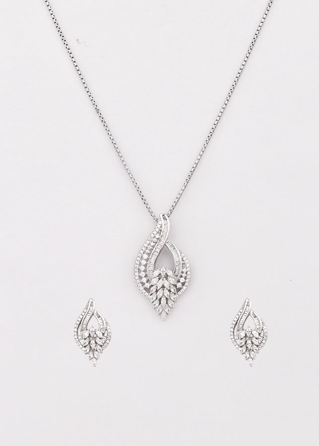 Silver Regal Blossom Pendant Set
