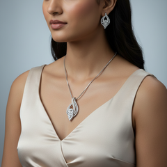 Silver Regal Blossom Pendant Set