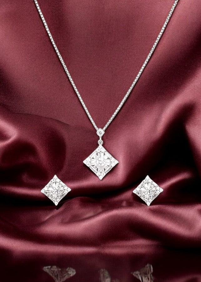 Silver Chic Rhombus Elegance Pendant Set