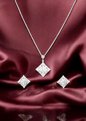Silver Chic Rhombus Elegance Pendant Set