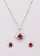 Silver Ruby Radiance Pendant Set