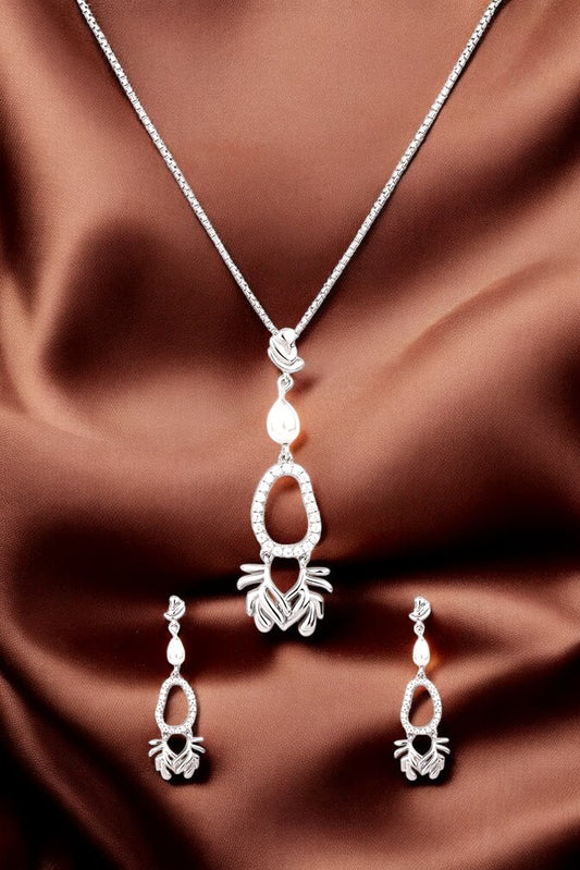 Silver Graceful Pearl Dance Pendant Set