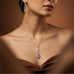 Silver Graceful Pearl Dance Pendant Set