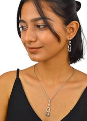Silver Graceful Pearl Dance Pendant Set