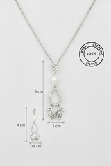 Silver Graceful Pearl Dance Pendant Set