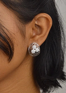 Silver Zircon Mesh Pendant Set