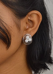 Silver Zircon Mesh Pendant Set