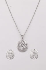 Silver Zircon Mesh Pendant Set