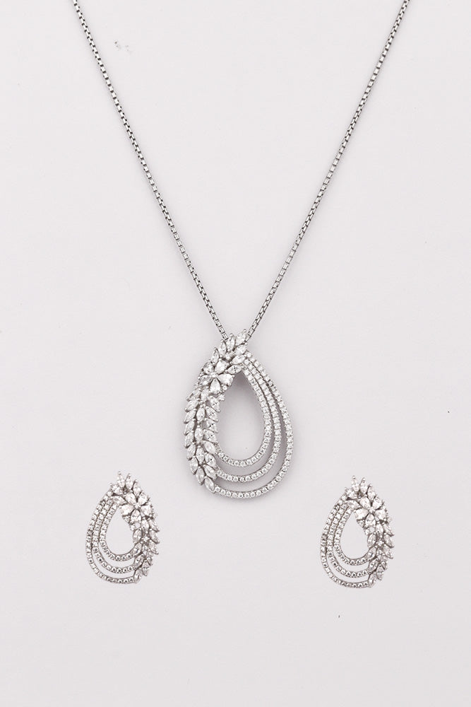 Silver Dew Drop Pendant Set