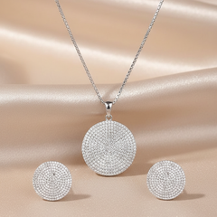 Silver Modern Asymmetrical Pendant Set