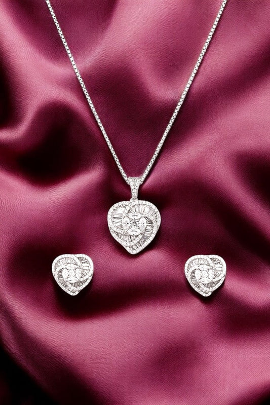 Silver Heart Desire Pendant Set