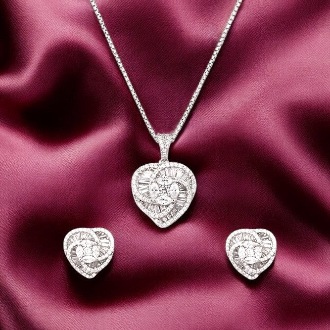 Silver Heart Desire Pendant Set