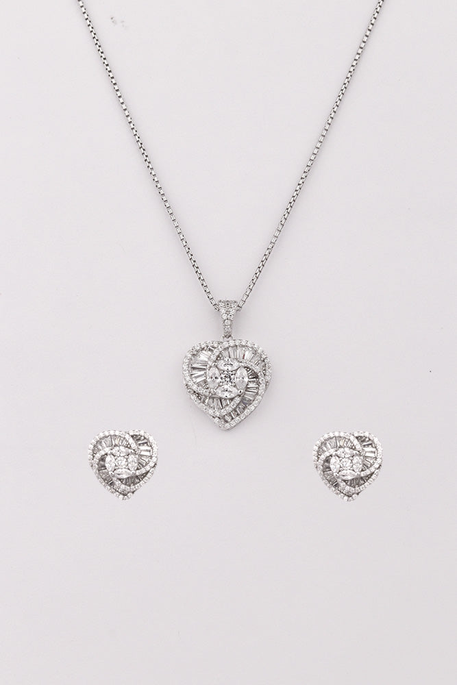 Silver Heart Desire Pendant Set