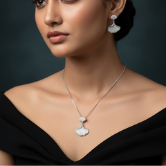 Silver Sea Shell Elegance Pendant Set
