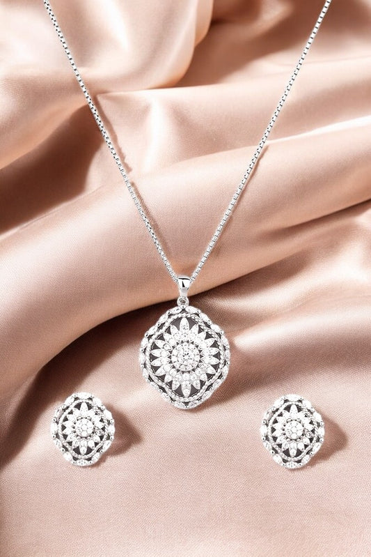 Silver Celestial Radiance Pendant Set