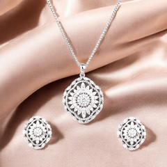 Silver Celestial Radiance Pendant Set