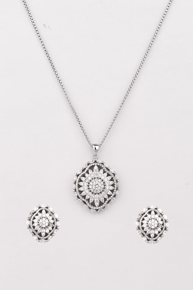 Silver Celestial Radiance Pendant Set