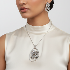 Silver Floral Symphony Pendant Set