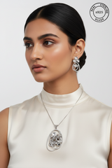 Silver Floral Symphony Pendant Set