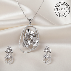 Silver Floral Symphony Pendant Set