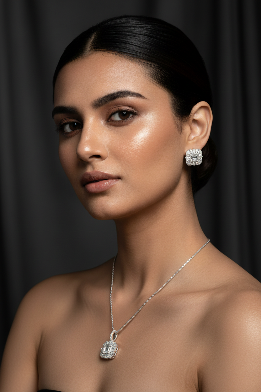 Silver Elegant Intrinsic Pendant Set