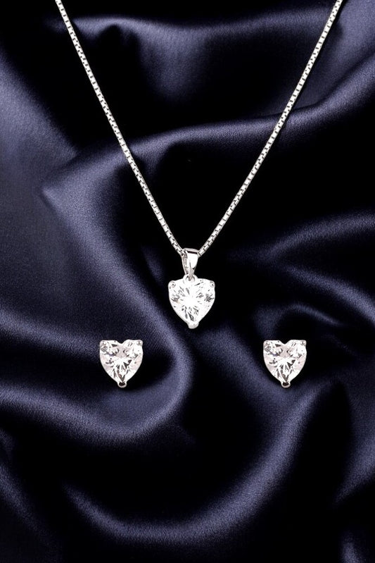 Silver Timeless Heart Pendant Set