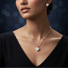 Silver Timeless Heart Pendant Set