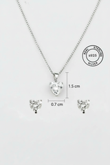 Silver Timeless Heart Pendant Set