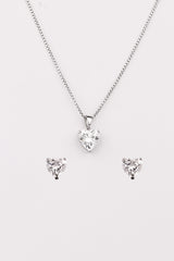 Silver Timeless Heart Pendant Set