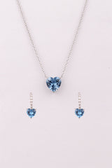 Silver Eternal Love Aqua Pendant Set