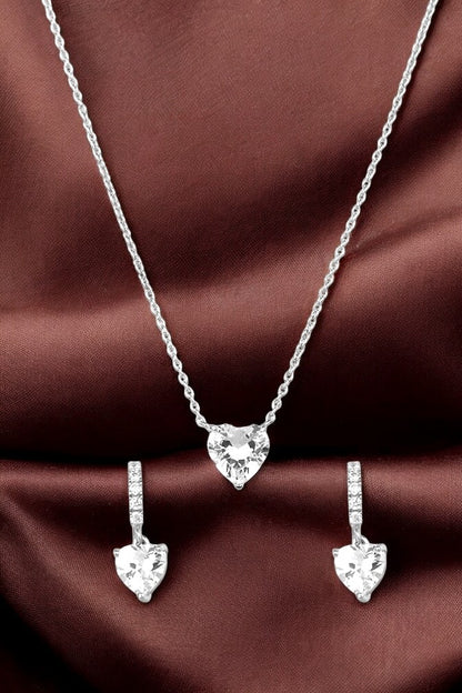 Silver Eternal Love Solitaire Pendant Set