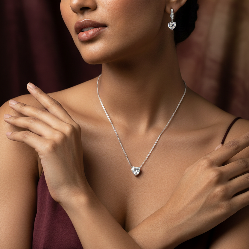 Silver Eternal Love Solitaire Pendant Set