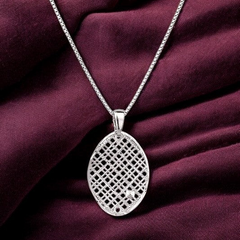 925 Sterling Silver Graceful Net Pendant With Chain