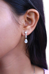 Silver Solitaire Drop Pendant Set