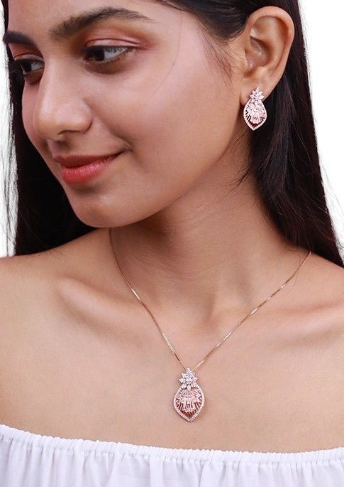 Rosegold Regal Splendour Pendant Set