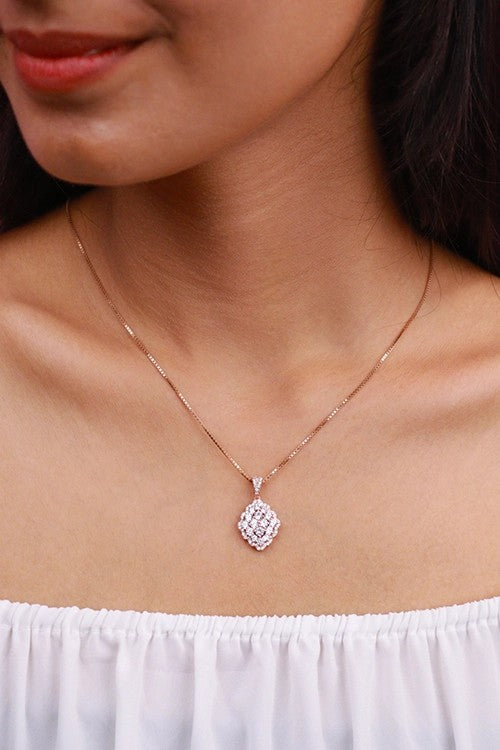 Rosegold Zircon Elegance Pendant Set