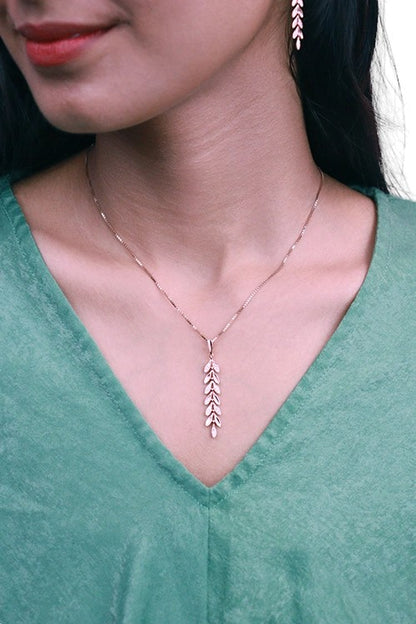 Rosegold Leafy Desire Pendant Set