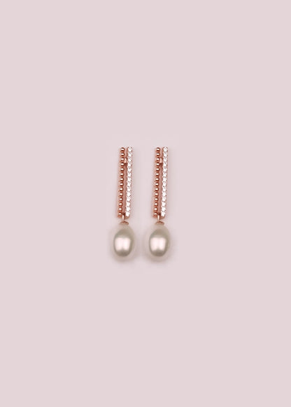 Rosegold Pearl Drop Danglers