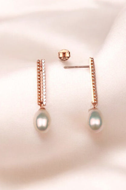 Rosegold Pearl Drop Danglers