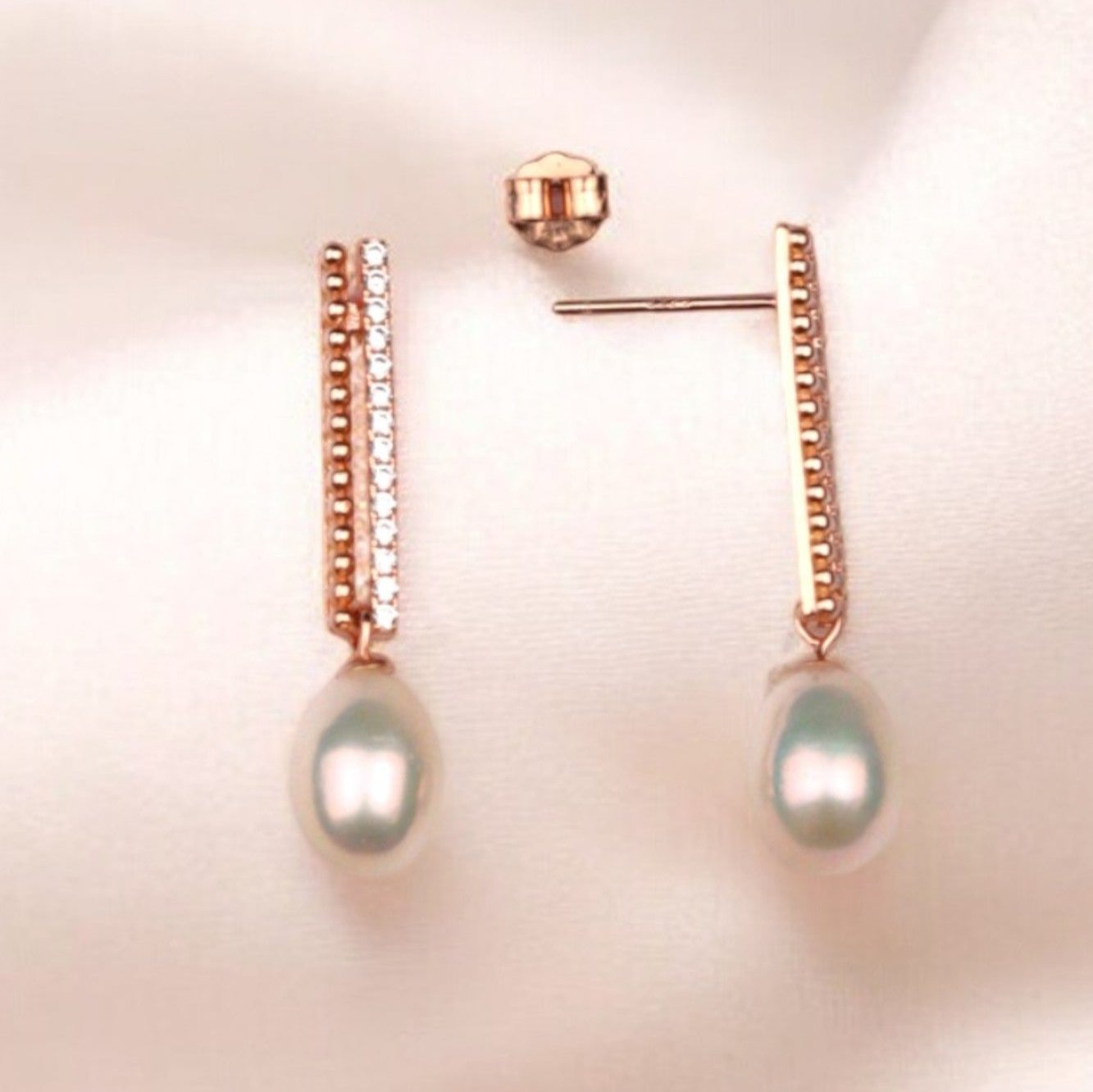 Rosegold Pearl Drop Danglers