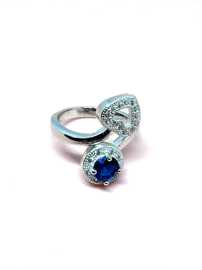 925 Sterling Silver Sapphire Blue Heart Ring