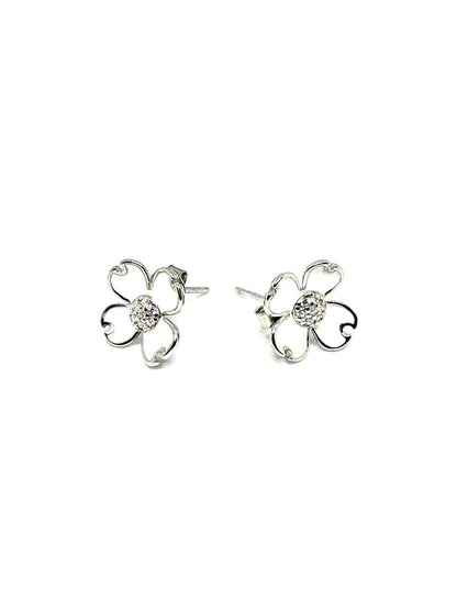 While Enamel Flower Earring